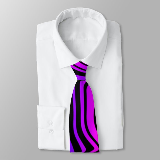 Gravata de pescoço com cores Preto e Roxo Neon Tor (Amarrado)