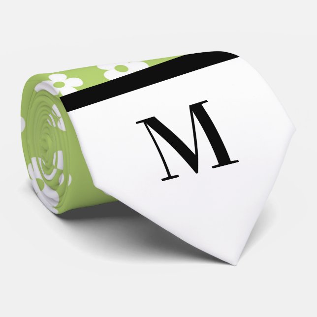 Gravata de Pescoço com Monogramas e Limões Brancos (Rolled)