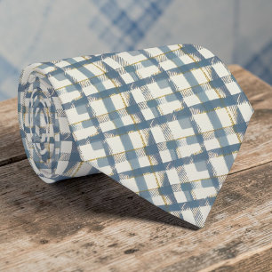 Gravata de Pescoço com Padrão Xadrez Azul Empoeira