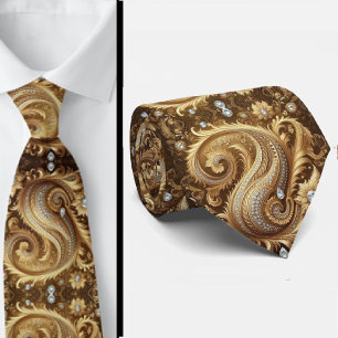 Gravata de Pescoço em Estilo 3D Paisley com Diaman