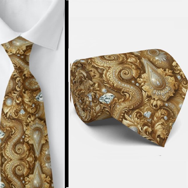 Gravata de Pescoço em Estilo 3D Paisley com Diaman (Criador carregado)