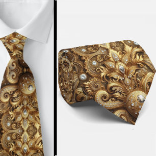 Gravata de Pescoço em Estilo 3D Paisley com Diaman