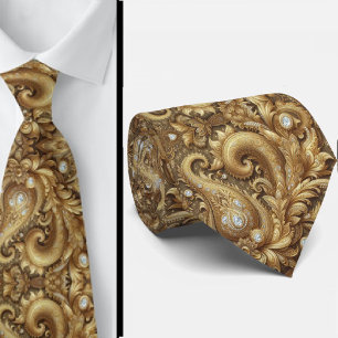 Gravata de Pescoço em Estilo 3D Paisley com Diaman