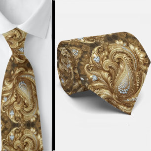 Gravata de Pescoço em Estilo 3D Paisley com Diaman