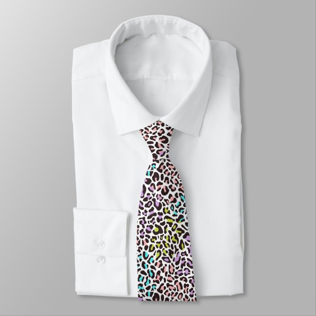 Gravata de pescoço estampa de leopardo pastel (Amarrado)