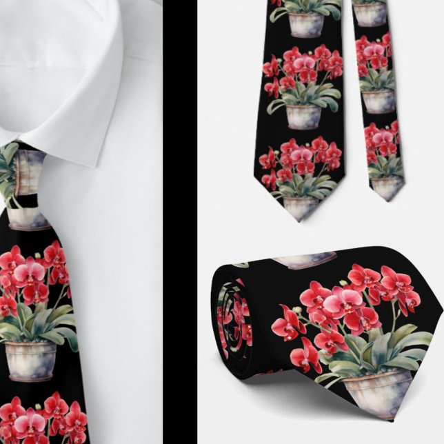 Gravata de Pescoço Orquídea Vermelha (Criador carregado)
