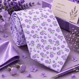 Gravata de pescoço roxa lavanda floral