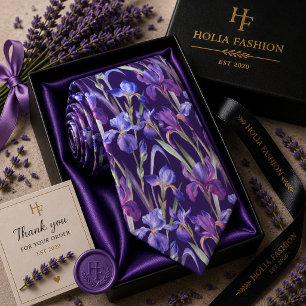 Gravata de pescoço roxa lavanda floral