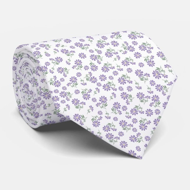 Gravata de pescoço roxa lavanda floral (Rolled)