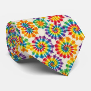 Gravata de Pescoço Tie Dye Psicodélica Arco-íris
