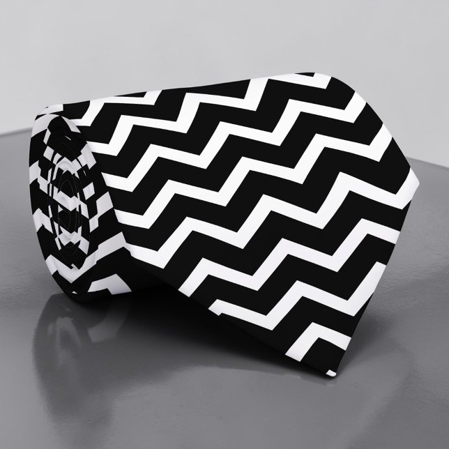 Gravata de Pescoço Zig Zag Preto e Branco Personal (Criador carregado)