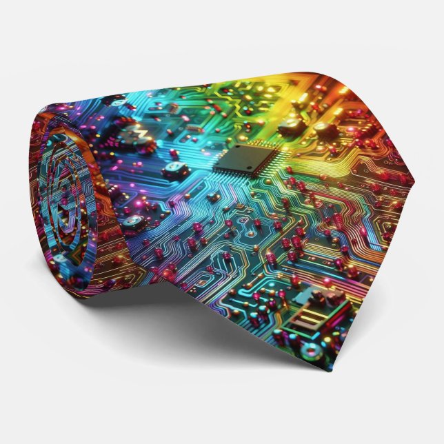 Gravata de Placa de Circuito Arco-Íris – Colorido  (Rolled)