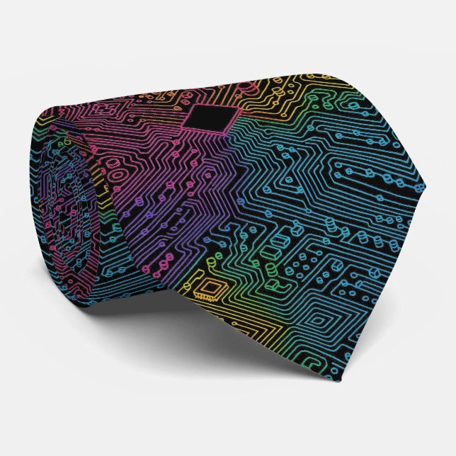 Gravata de Placa de Circuito Arco-Íris – Tech Geek (Rolled)