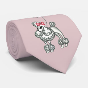 Gravata de Poodle Francês Retro Rosa