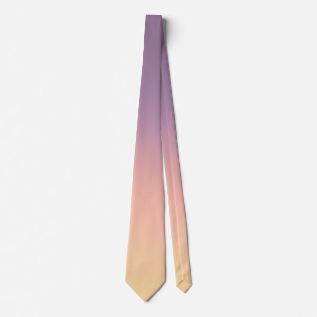 Gravata de seda com gradiente de roxo pastel a beg (Frente)