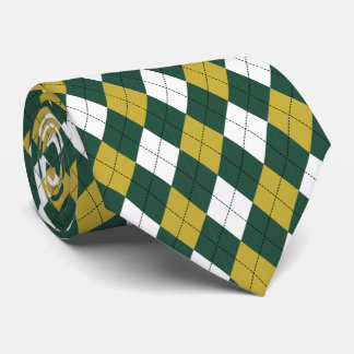 Gravata de seda com padrão argyle verde escuro e m