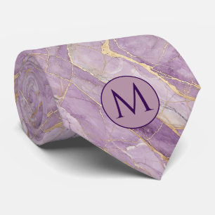 Gravata de seda falsa com monograma Mármore roxo