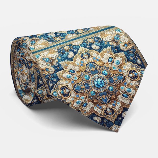 Gravata de seda persa de luxo estilo designer | Fa (Rolled)