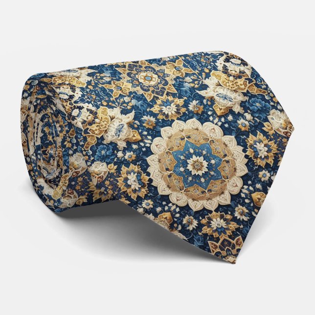 Gravata de seda persa de luxo | Gravata de seda fa (Rolled)