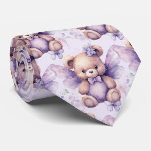 Gravata de Ursinho de Pelúcia Roxo Lilás