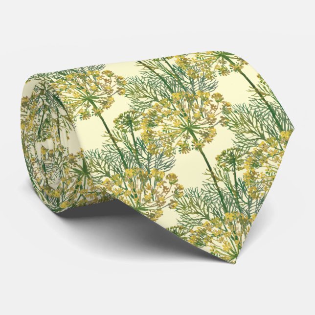 Gravata de Watercolor de Dill Flower – Ilustração  (Rolled)