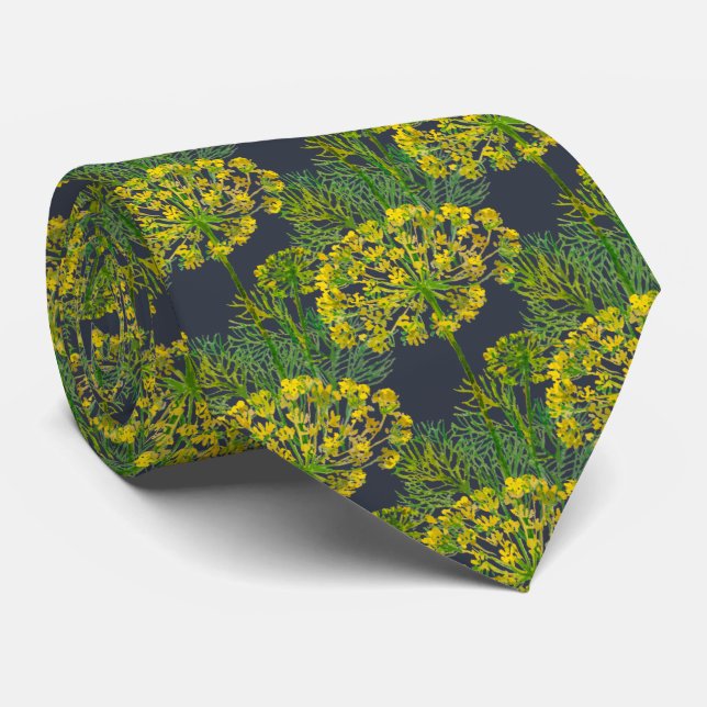 Gravata de Watercolor Flor de Dill – Ilustração de (Rolled)
