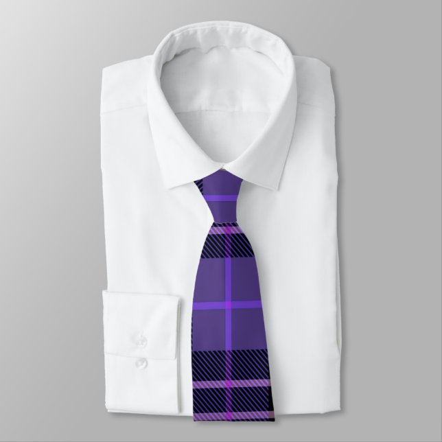 Gravata de Xadrez de Tartan Roxo (Amarrado)