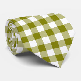 Gravata de xadrez gingham verde oliva