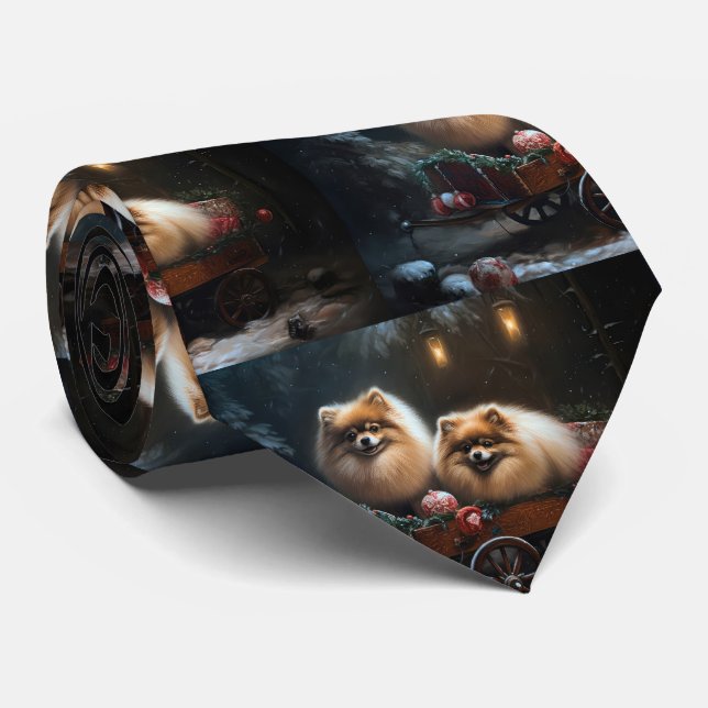 Gravata Decoração de Natal Pomeraniana Snowy Sleigh (Rolled)