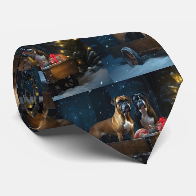 Gravata Decoração de Natal Trenó Boxer Snowy (Rolled)
