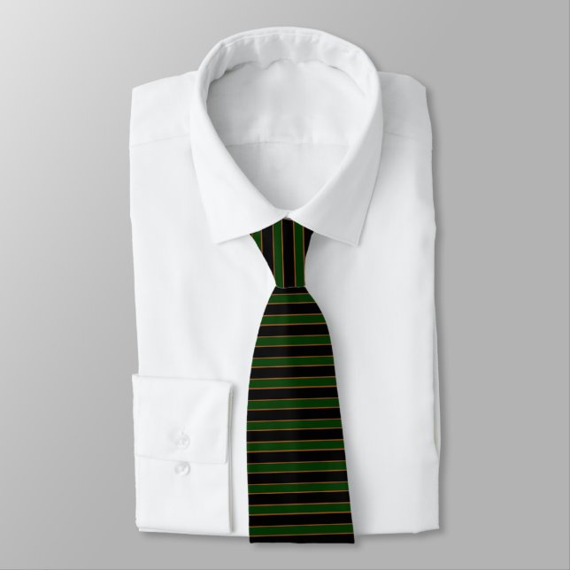 Gravata Deep Vintage Striped Green Pattern Neck Tie (Amarrado)