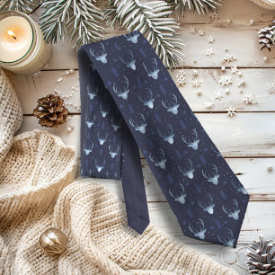 Gravata Deer Antlers Arrows Padrão de Natal V2 Bl ID861