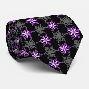 Gravata Deixe-a nevar Floco de neve preto e roxo Solteiro