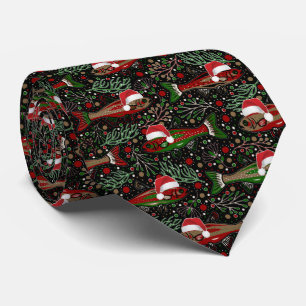 Gravata Desejando um Feliz Natal ao Pescador Truta Vermelh