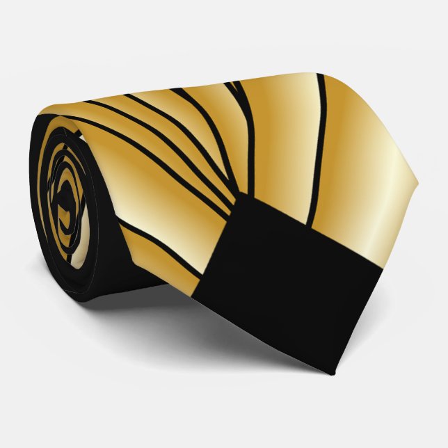 Gravata Desenho Art Déco Dourado (Rolled)