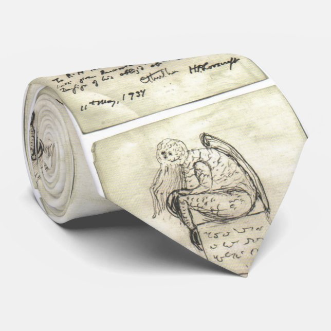 Gravata Desenho de Cthulhu por Lovecraft Neck Tie (Rolled)