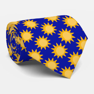 Gravata Desenho de padrão de sol brilho no azul