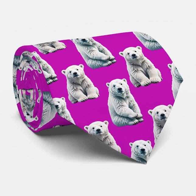 Gravata Desenho de padrão de urso polar roxo (Criador carregado)