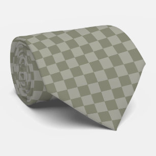 Gravata Desenho de padrão xadrez verde oliva e cinza