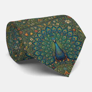 Gravata Desenho de pavão boêmio vintage elegante