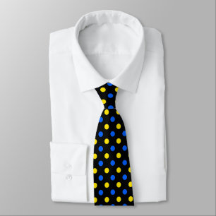Gravata Desenho de Pontos Pintados Preto Azul Amarelo
