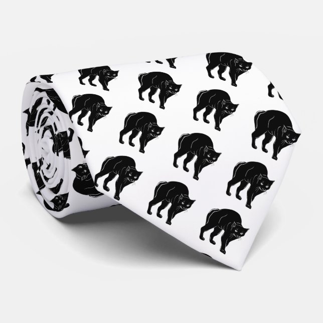 Gravata Desenho de Silhueta Preta de Vento Halloween (Rolled)