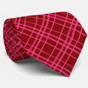 Gravata Desenho de xadrez em grade rosa grená