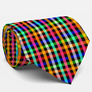 Gravata Desenho de xadrez gingham colorido vibrante