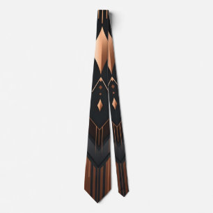 Gravata Desenho Geométrico Art Déco em Cobre e Prata