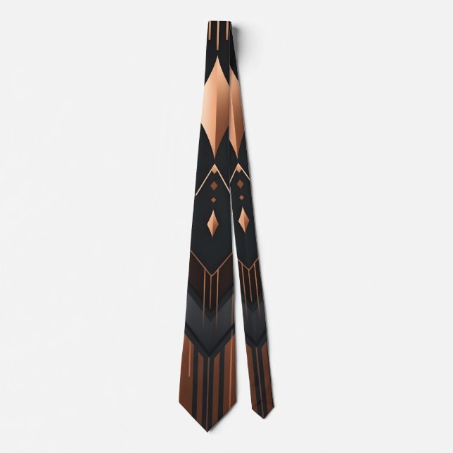 Gravata Desenho Geométrico Art Déco em Cobre e Prata (Frente)