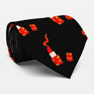 Gravata Desenho Pop Art de Batom com Coração Vermelho
