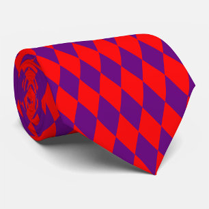 Gravata Desenho Xadrez Arlequim Vermelho e Roxo