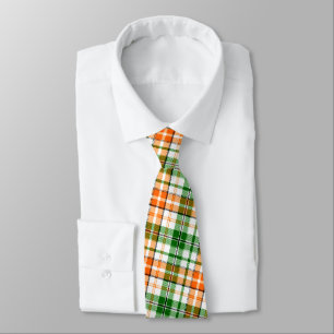 Gravata Desenho Xadrez Escocês Laranja Verde Branco