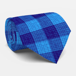 Gravata Desenho Xadrez Ousado em Azul Cruzado